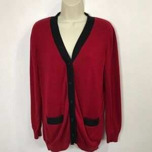 Debbie Morgan Red and Black Womens  Cardigan